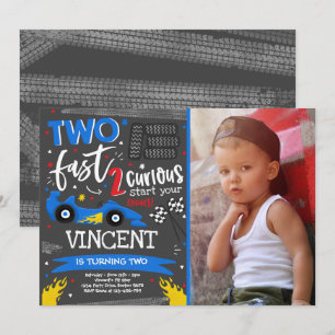 Invitation Deux fête d'anniversaire rapide Red Race Car 2e an