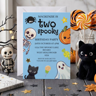 Invitation Deux fêtes d'anniversaire Halloween effrayantes po