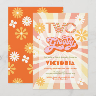 Invitation Deux fêtes d'anniversaire Super pour Hippie 70's 6