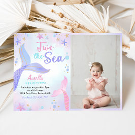 Invitation Deux Fille de sirène de mer 2e photo d'anniversair