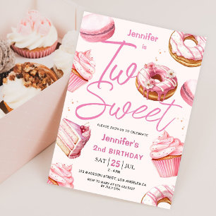 Invitation DEUX filles douces 2e anniversaire Filles beignets