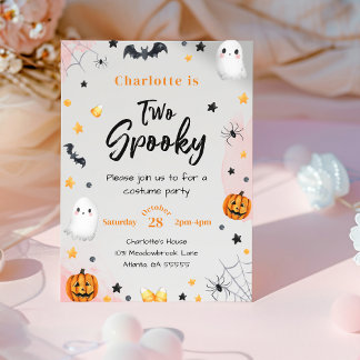 Invitation Deux filles Éffrayantes rose Halloween 2e annivers