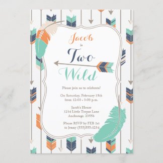 Invitation Deux flèches tribales sauvages fête d'anniversaire