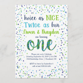 Invitation Deux fois aussi Nice les confettis jumellent le
