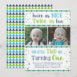 Invitation Deux fois comme Nice Twin Boy Premier anniversaire