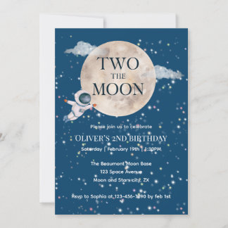 Invitation Deux Garçon de la Lune Astronaute de l'Espace 2ème