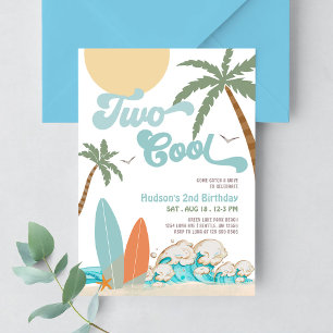 Invitation Deux garçons cool surf surfant fête de plage pour 