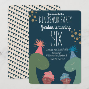 Invitation Deux gâteaux d'anniversaire de dinosaure avec conf