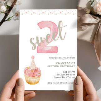 Invitation Deux gâteaux mignons pour un 2ème anniversaire