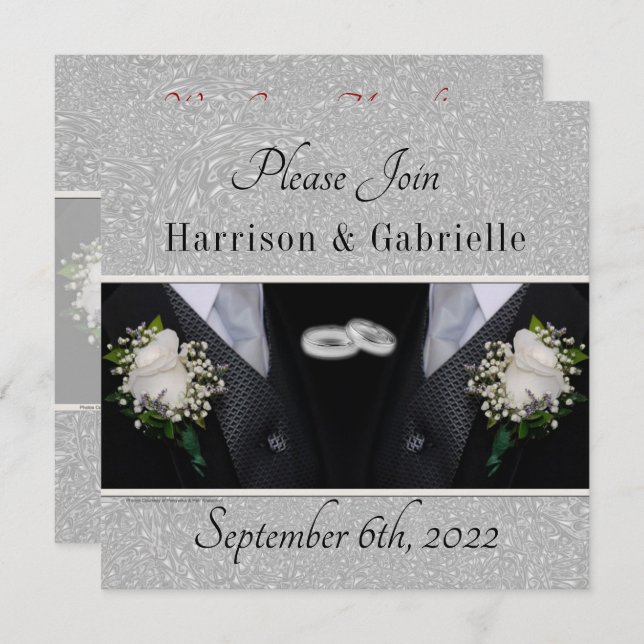 Invitation Deux Grooms (Devant / Derrière)