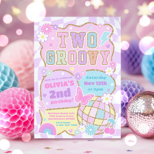 Invitation Deux Groovy Preppy Varsity 2ème Anniversaire