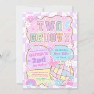 Invitation Deux Groovy Preppy Varsity 2ème Anniversaire