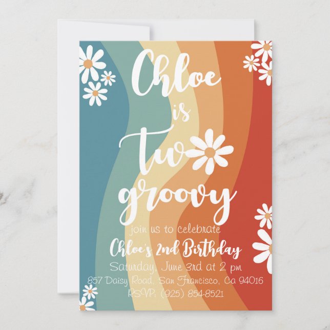 Invitation Deux Groovy Rétro (Devant)