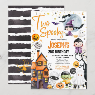 Invitation Deux Halloween Éffrayant 2e fête costumée d'annive