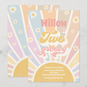 Invitation Deux hippie Super 2e anniversaire Sunshine Daisy