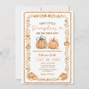 Invitation Deux jolies citrouilles jumelles shower bébé Bohèm