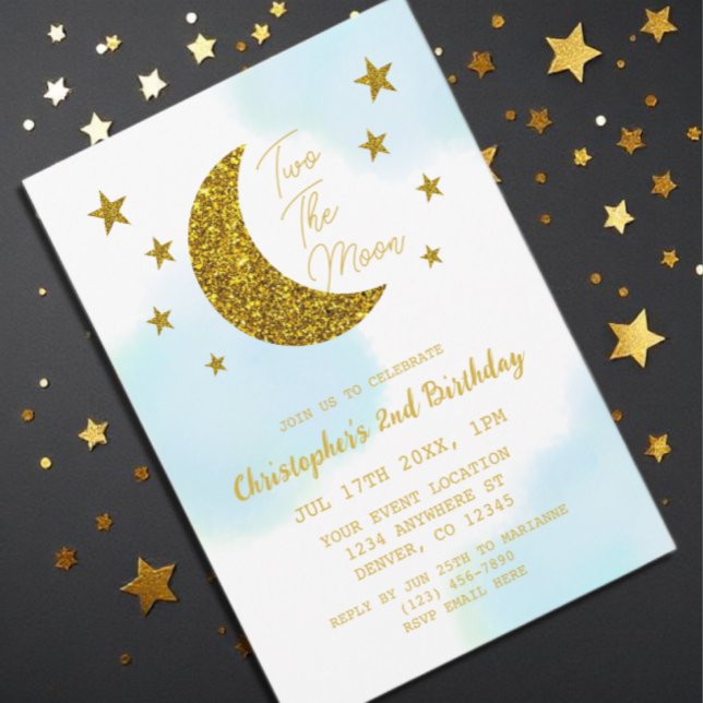 Invitation Deux La Lune 2e Anniversaire (Créateur téléchargé)