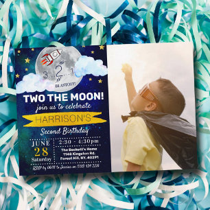 Invitation Deux La Lune 2e photo d'anniversaire