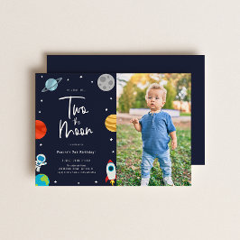 Invitation Deux La Lune Espace Thème Anniversaire Photo