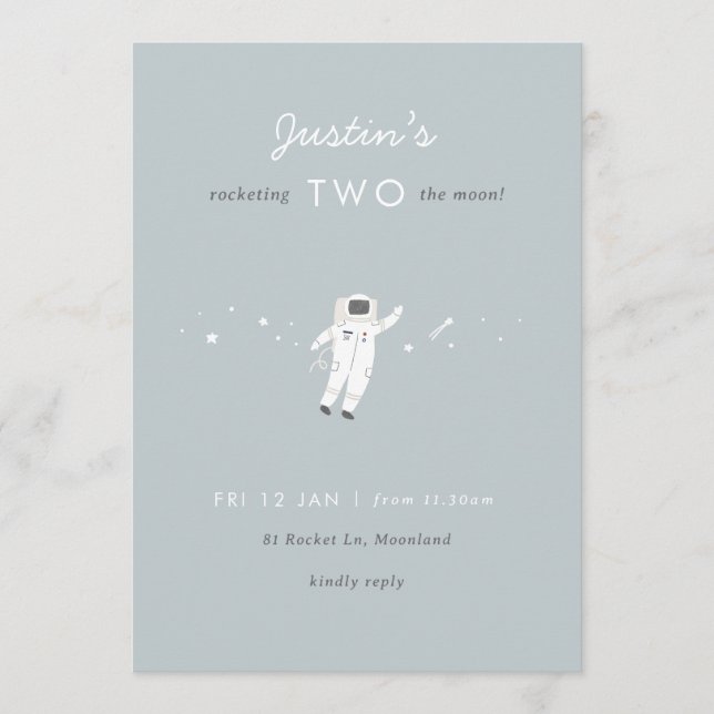 Invitation Deux La Moon Space Party 2e anniversaire Invitatio (Devant)