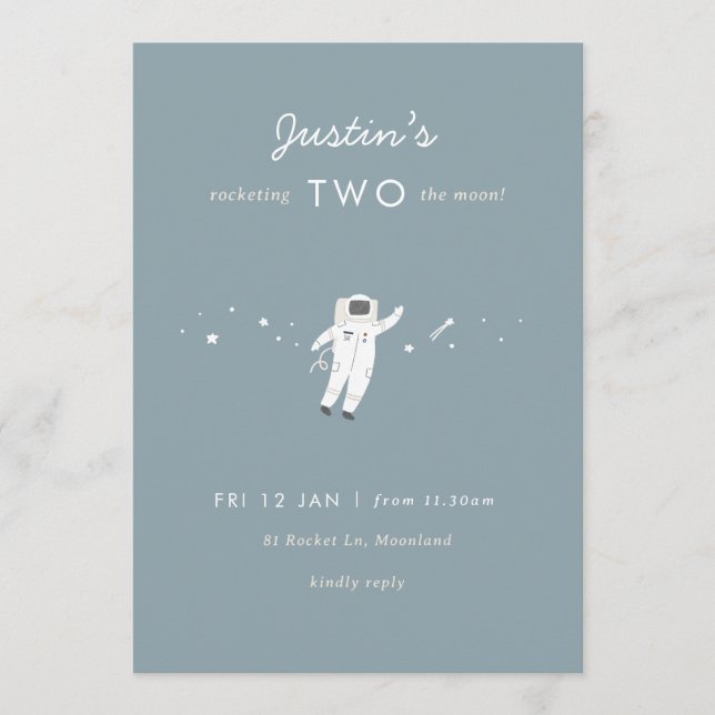 Invitation Deux La Moon Space Party 2e anniversaire Invitatio (Devant)