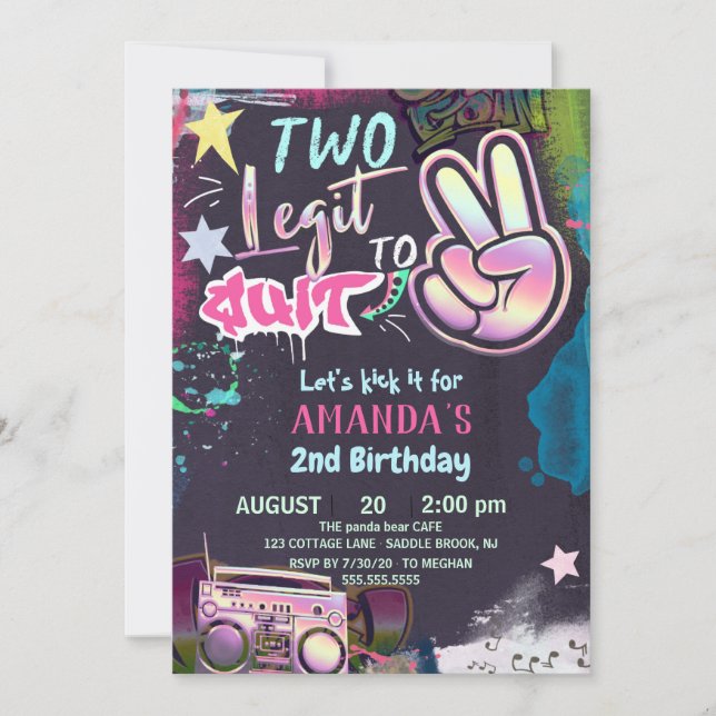 Invitation Deux Legit To Quit 2e anniversaire 90s Hip hop Par (Devant)