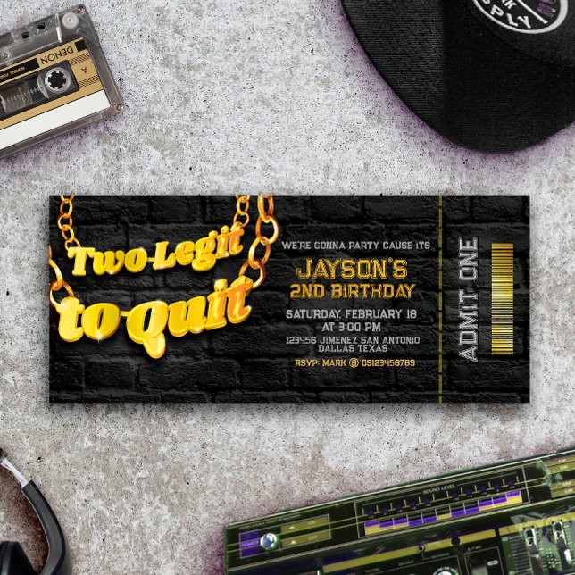 Invitation Deux Legs Two Quit - 2e Anniversaire (Two Legit Two Quit - 2nd Birthday Invitation)