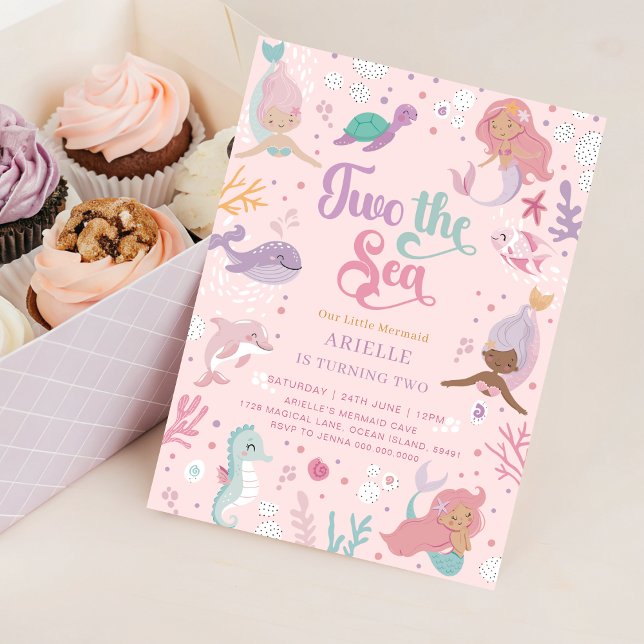 Invitation Deux l'invitation d'anniversaire de la mer. Sirène (Créateur téléchargé)