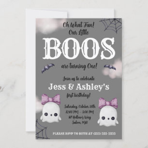 Invitation Deux Little BOOS font 1 tour ! Fantôme 1er anniver