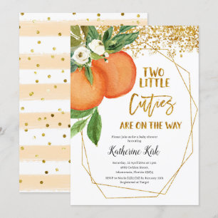 Invitation Deux Little Cuties sont en route Baby shower Invit