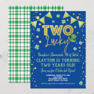 Invitation Deux Lucky Boy 2e anniversaire St Patrick's Day Pa