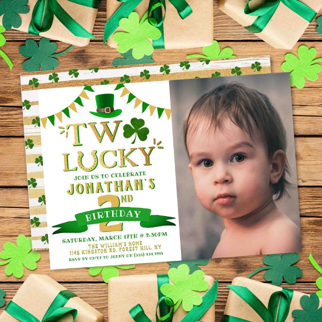 Invitation Deux Lucky St. Patrick's Day 2e anniversaire Photo (Créateur téléchargé)