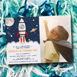 Invitation Deux lune Rocket Ship 2e anniversaire Photo