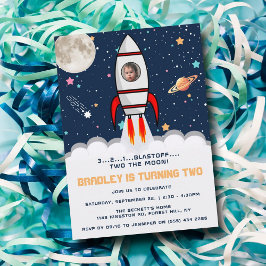Invitation Deux lune Rocket Ship 2e anniversaire Photo