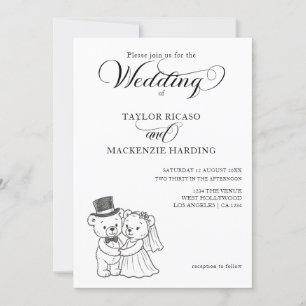 Invitation Deux Mariage de mariée et de chambre Nounours