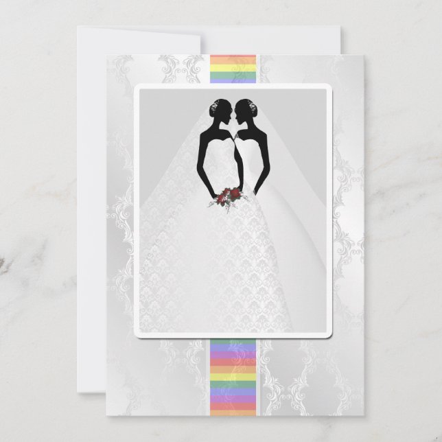 Invitation Deux Mariées En Mariage De Gowns De Mariage (Devant)