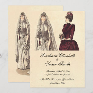Invitation Deux mariées mariage vintage