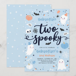 Invitation Deux mignonette Éffrayante Halloween Ghost 2e fête