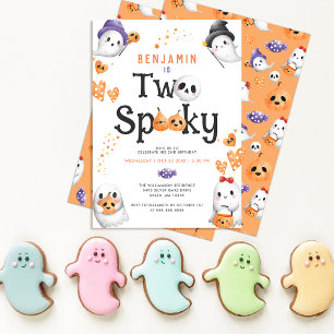 Invitation Deux mignonette Éffrayante Halloween Ghost 2e fête