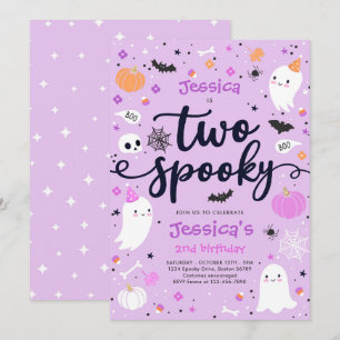 Invitation Deux mignonette Éffrayante Halloween Ghost 2e fête