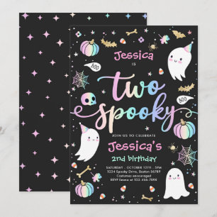 Invitation Deux mignonette Éffrayante Halloween Ghost 2e fête