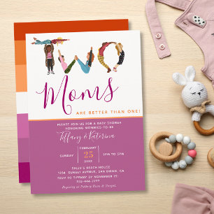 Invitation Deux Mignonnes Moms Meilleures Qu'Un Baby shower L