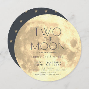 Invitation Deux Moon Gold Boy 2e Birthday Circle