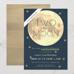 Invitation Deux Moon Navy Blue Boy Virtual 2e anniversaire