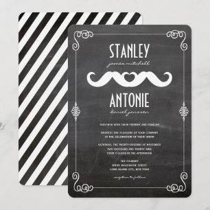 Invitation Deux moustaches aiment le mariage gay sur tableau 