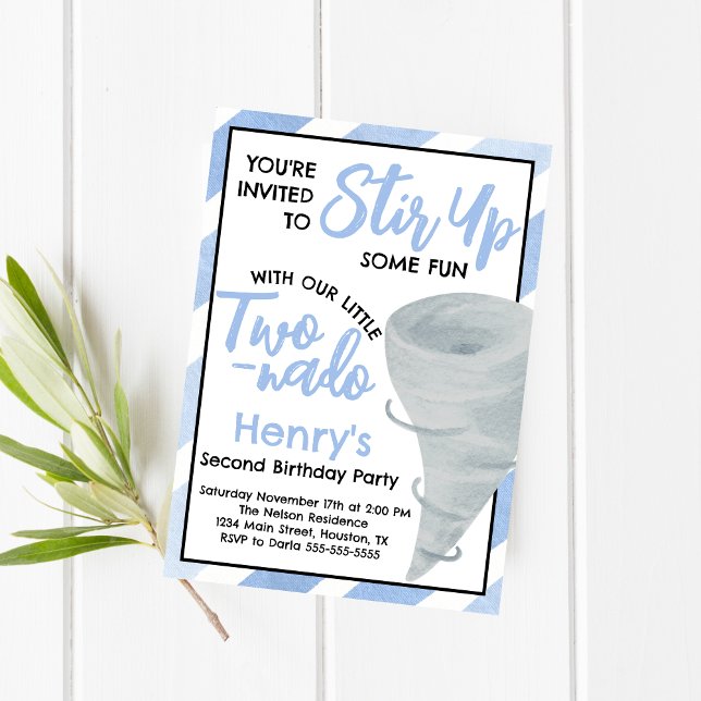 Invitation Deux Nado Tornado Deuxième Incitation pour la fête (Créateur téléchargé)