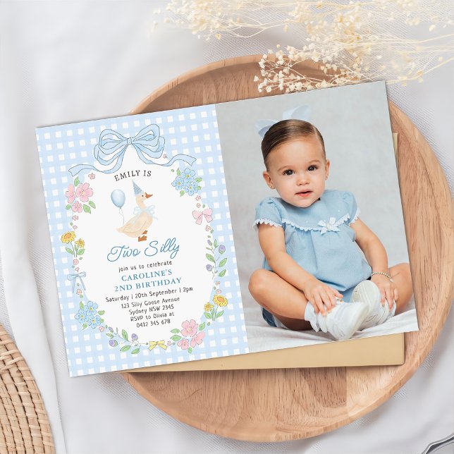 Invitation Deux Nœud Papillon Floral Silly Goose 2ème Anniver (Créateur téléchargé)