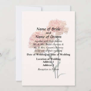 Invitation Deux oeillets rose et rose