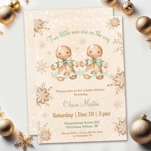 Invitation Deux pain d'épices Hommes Jumeaux Baby shower de N