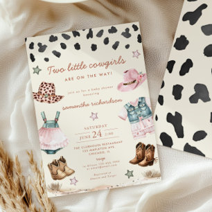 Invitation Deux petites cowgirls jumelles en chemin baby show